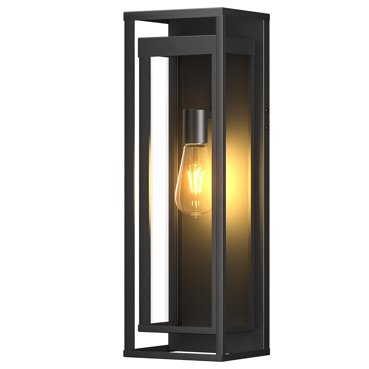 20in Extra Large Outdoor Wall Sconce Black Modern Exterior Lighting Fixture (No Sensor / 20in)