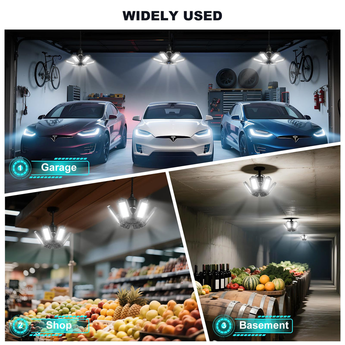 Led Garage Lights Bulb 10 Pack 140W Super Bright Ceiling Led Shop Lights 6 Deformable Panels Screw in E26 (10 PACK Garage Lights)