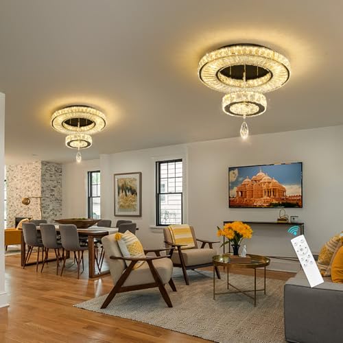 Modern Chandelier Bedroom Light Indoor LED Dimmable Lights Ceiling Chandeliers for Dining Room Kitchen Entryway Black 25W LEDs Fixtures 2000 Lumens (Black / W16")