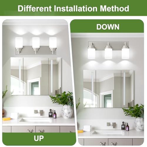 Bathroom Light Fixtures (Nickel-White Shade / 3-Light)