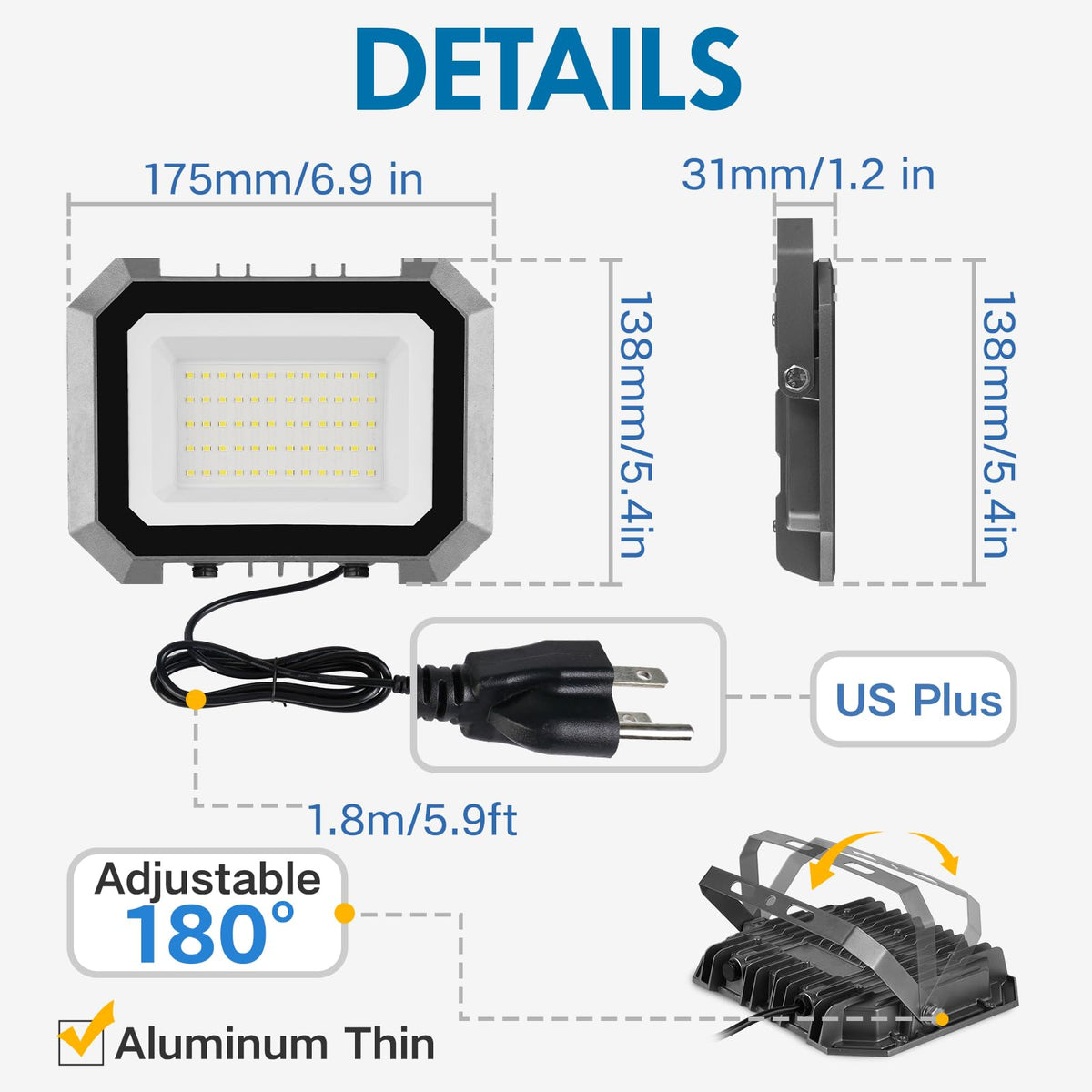 2 Pack LED Flood Lights Outdoor (2 Pack-50W / 50W)