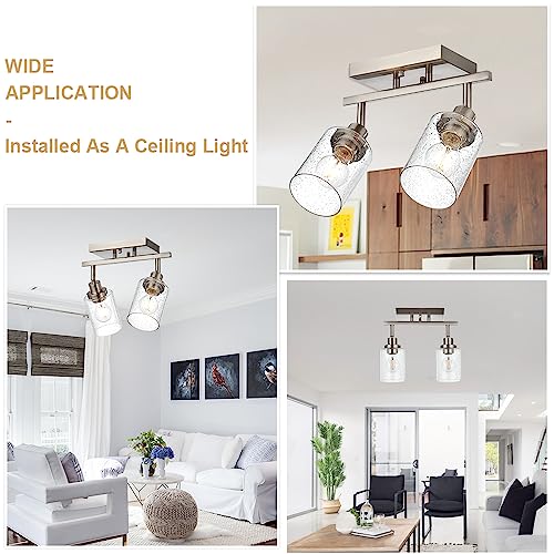 2 Light Wall Sconce Spotlight with Seeded Glass Shade (Brushed Nickel / 2-Light)