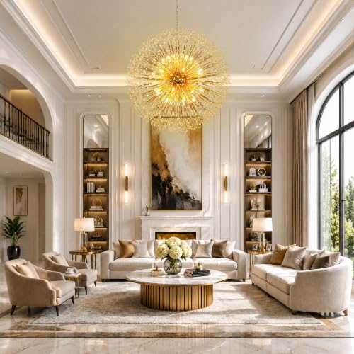 48" Gold Dandelion Crystal Chandelier (Gold-7(48''))