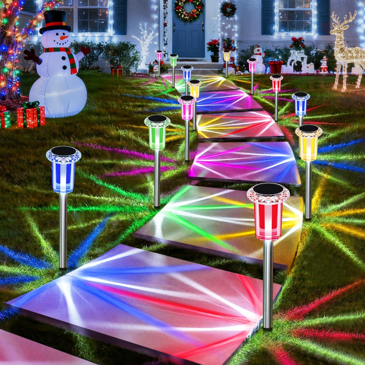 Solar Christmas Lights Outdoor Waterproof 10 Pack Christmas Decor (Color 10Pack)