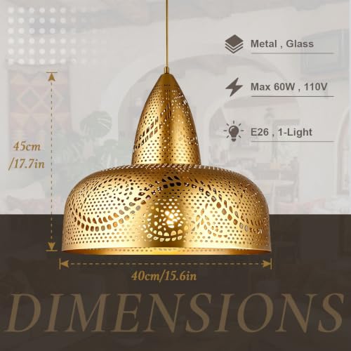 Vintage Pendant Light Fixture Metal Iron Moroccan Chandelier Hanging Lamp Kitchen Island Retro Ceiling Pendant lamp Loft Hollow Design Adjustable Cord Pnedant Lighting