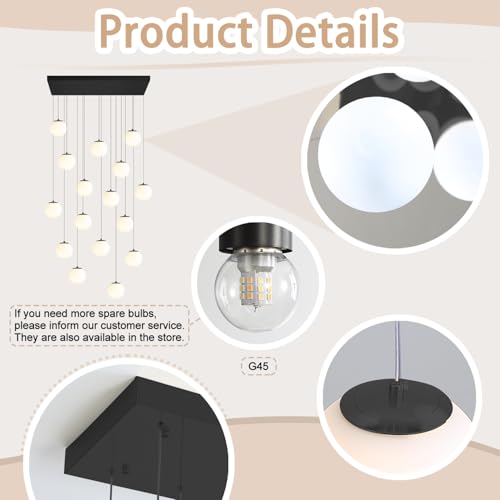 Modern Rectangular Chandelier (Black-White / Rectangle 16-Light)
