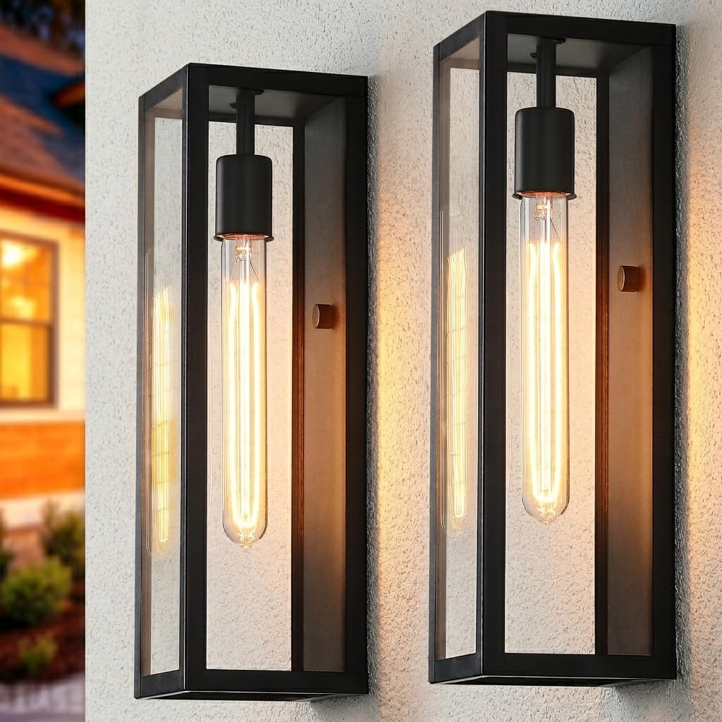 16" Large Outdoor Porch Lights Wall Mount 2 (Black (Standard) / 16 inch)