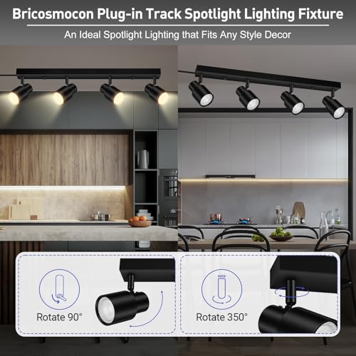 Plug in Track Lighting (Black / 23" 4-Light Track Lighting)