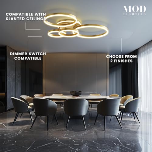 Chloe Flush Mount Ceiling Light (Metallic Gold / 5 Circles / Cool White)
