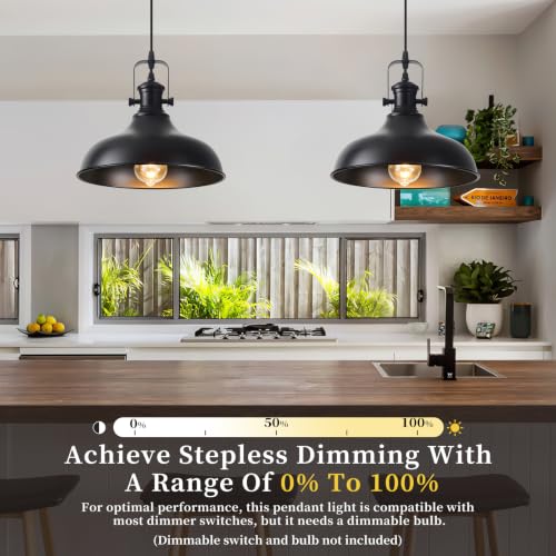 Matte Black Dome Pendant Lights 3 Pack (Black+Black / 11.4in -3 Packs)
