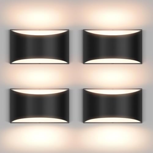 4 Pack Black Modern LED Wall Sconce Hardwired Indoor Wall Lights (Black / 4 Pack)