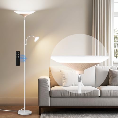 Torchiere Floor Lamp with Wood Grain Shade (Wood Grain)