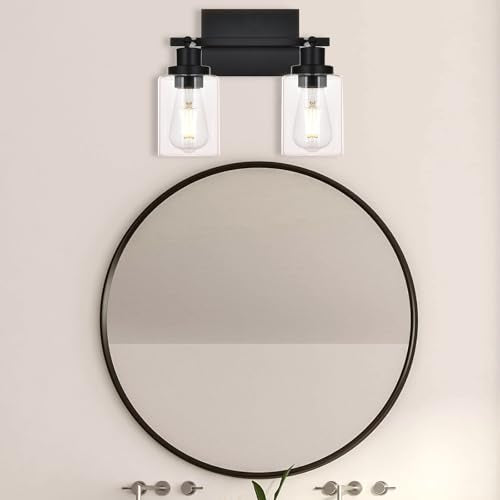 2 Light Track Lighting Kit Black Track Lighting Fixtures Bathroom Wall Sconces Ceiling Mount Kitchen Tracking Lights (Black / 2-Light)