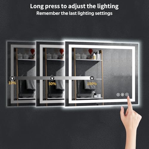 36"x30" LED Bathroom Mirror with Lights (Frontlit & Backlit / 36"L x 30"W)