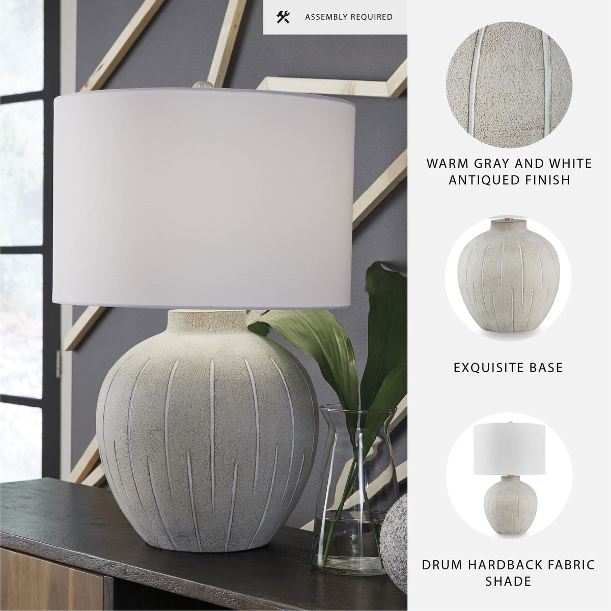 Living Room Table Lamp (Warm Gray)