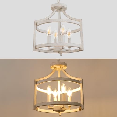 4 Light Farmhouse Chandelier (4 Lights Vintage White)