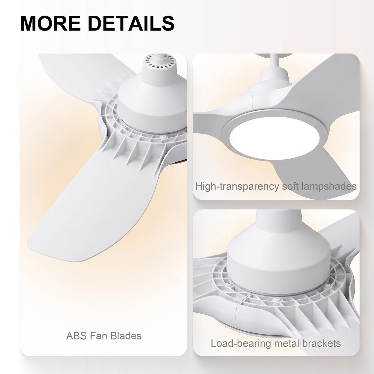 36" Small Ceiling Fan with Light (White / 36 Inch)