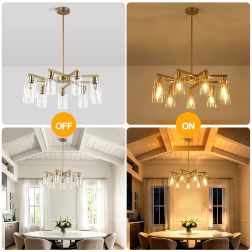 9 Light Gold Chandelier (Gold / 9-Lights/D29.5 '')