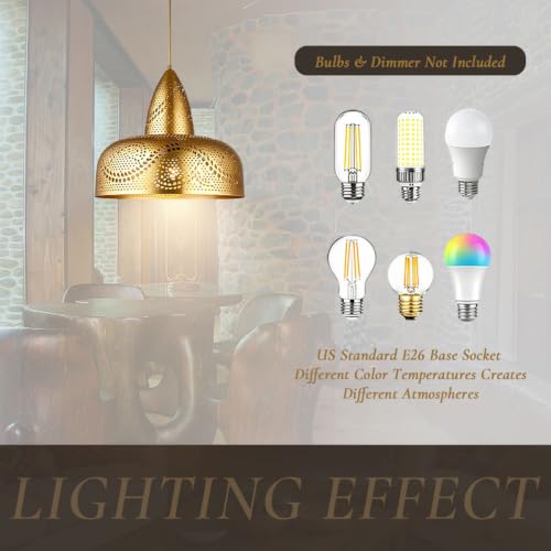 Vintage Pendant Light Fixture Metal Iron Moroccan Chandelier Hanging Lamp Kitchen Island Retro Ceiling Pendant lamp Loft Hollow Design Adjustable Cord Pnedant Lighting
