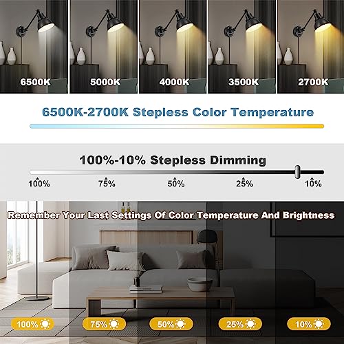 Plug in Wall Sconces Set of Two with Remote (Black-2 PACK(Bulbs+Remote))