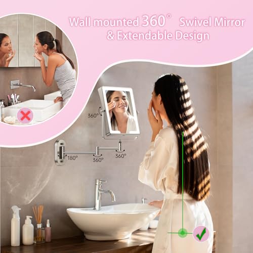 8.7" 5000mAh Rechargeable Wall Mounted Makeup Mirror (Nickel a)