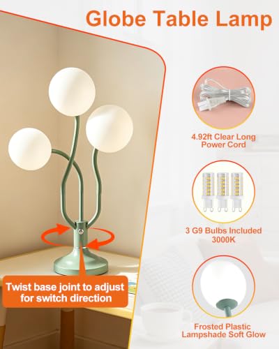 Green Globe Table Lamp Dimmable Magic DIY Arms G9 Bulbs Included (11-Green-Globe-3U-Magic DIY Arms)
