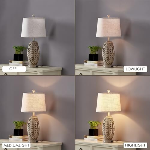27” Natural Rattan Table Lamps Set of 2