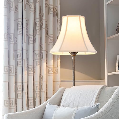 Cream Square Cut Corner Bell Lamp Shade Set of 2 Medium Lampshade 6.5``Top×13``Bottom×10.6``Hight (13IN 2 PACK / Cream)
