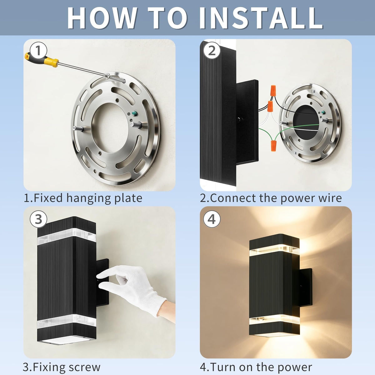 Outdoor Wall Lights (1 Layer / 1 Pack-Black)