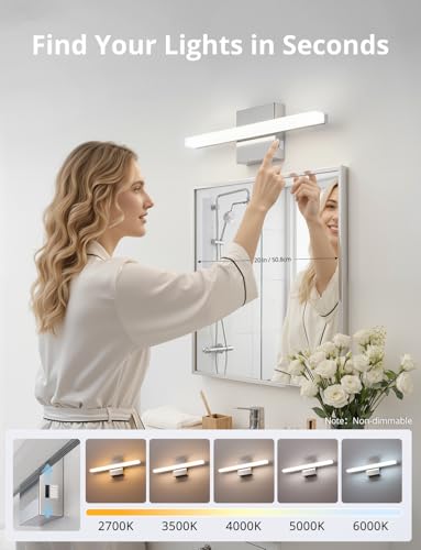 Modern Bathroom Light Fixtures Over Mirror (5CCT-Not Dimmable / 16inch-2 pack)