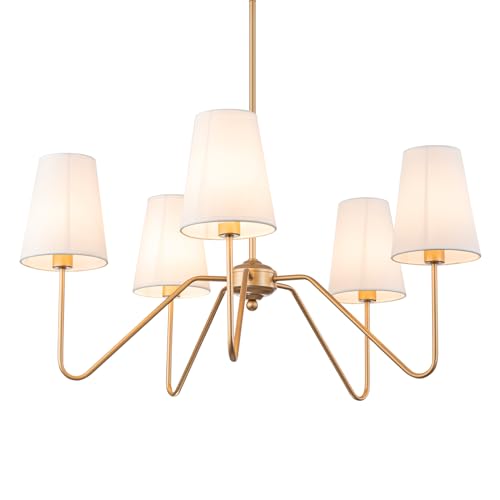 Linear Chandelier with Fabric Shades