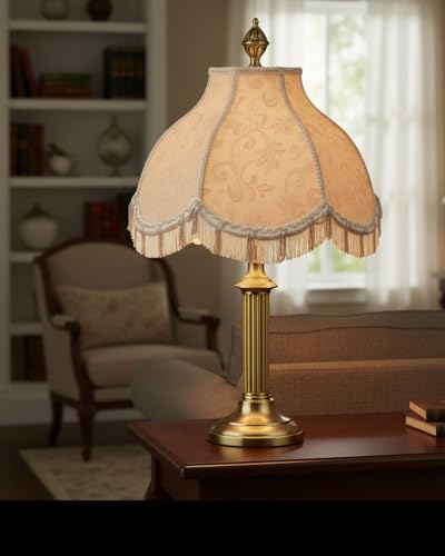 30308 Transitional Scallop Bell Shape Spider Construction Lamp Shade in Wheat (Wheat & 17" Wide)