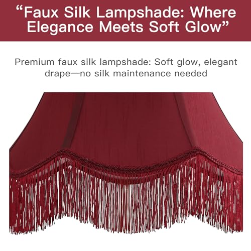 Red Silk Bell Lamp Shades (Burgundy / 2 Pack)
