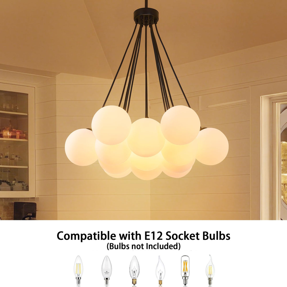 Modern Bubble Chandelier (Black-13 Light / 23")