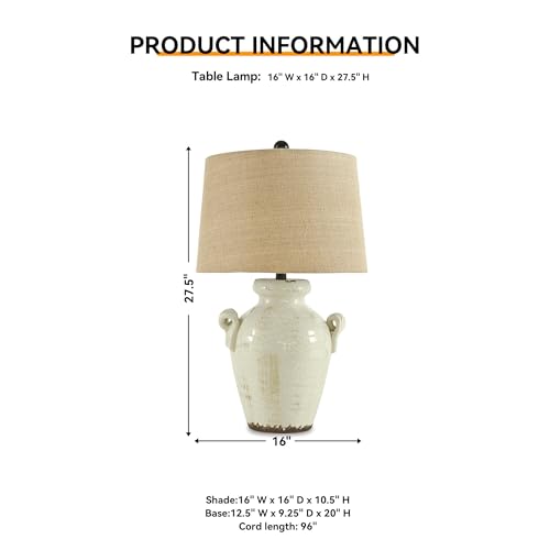 27 Inch Farmhouse Ceramic Table Lamp (Emelda)