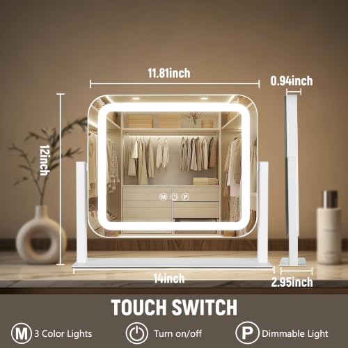 Rechargeable Vanity Mirror (White-rechargeable / 14"L x 12"W)