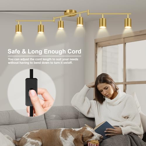 Plug in Track Lighting LED (6-Light Track Light(Gold))