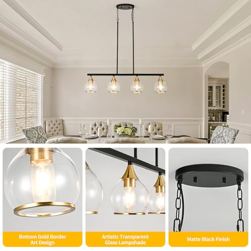 Island Light for Kitchen (Black and Gold / 4-Light)