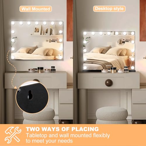Vanity Mirror with Lights (Black / 23"L x 18"W)
