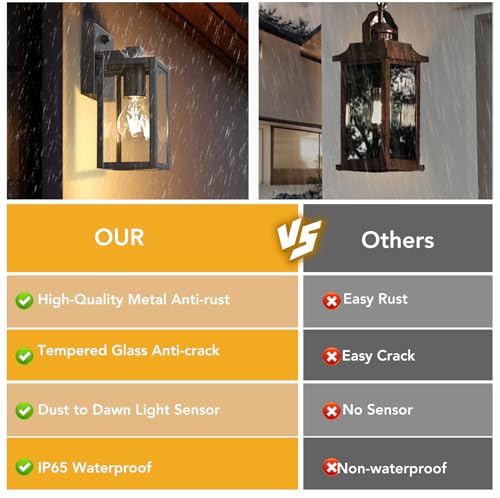 Dusk to Dawn Outdoor Light Fixtures (Black / 9.65 in (2-Pack))