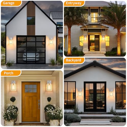 2 Pack White Motion Sensor Outdoor Light Fixtures Wall Mount (10.24'' / White)