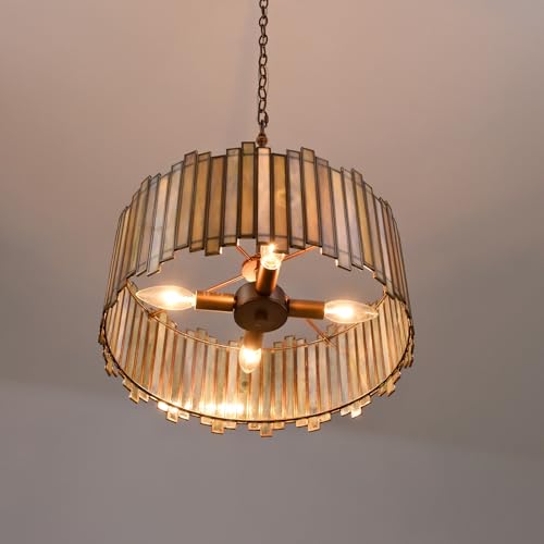 Tiffany Stained Drum Chandelier (Aqua Green)