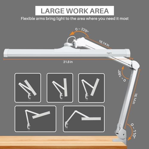 32 Inch LED Architect Desk Lamp with Clamp (White / CCT)
