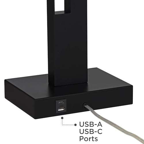Galaxy 32" Large Table Lamp Black Geometric Base Dual USB Sculptural