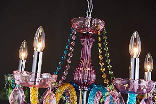 Saint Mossi Modern Colorful K9 Crystal Chandelier with 5 Lights (Multi-Color Crystal / W19")