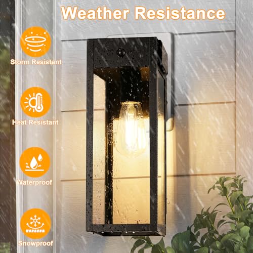 Porch Lights with GFCI Outlet (Black / 14.62" (1-Pack))