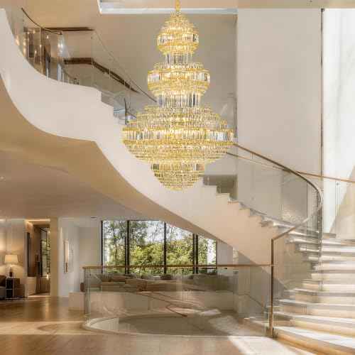 47" Gold K9 Crystal Empire Chandelier