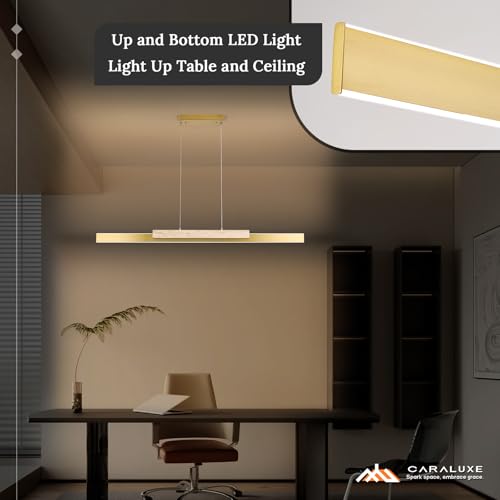 Gold LED Linear Pendant Light 52in Stone Kitchen Island Lighting Dimmable (Gold Stone / 51.2'')