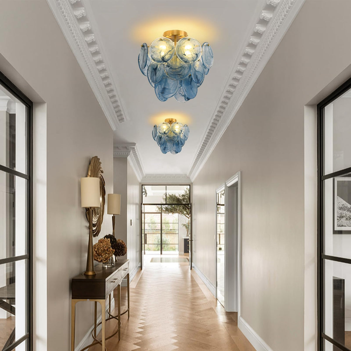 Modern Ceiling Light Fixture (Gold-Blue)