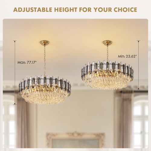 31.5 inch Modern Gold Crystal Chandelier for Dining Room (31.5")